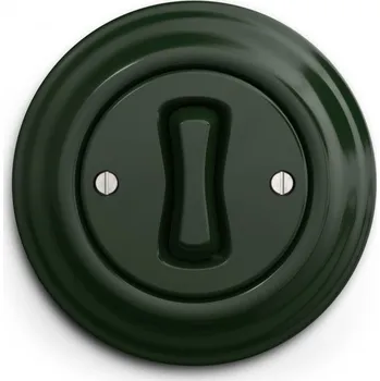 vypínač KliKlap - Vyrobeno v ČR Kulatý vypínač v odstínu kachlově zelená Střídavý č. 6 Jednoduchý
