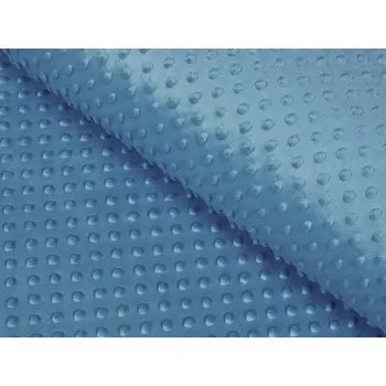 Dětská látka Minky 3D puntíky MKP-044 Kovově modrá - šířka 150 cm