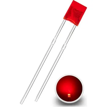 Polovodič LED Dioda obdélníková 2x3x4mm, Červená difuzní