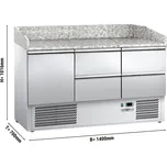 G.Gastro Chladicí stůl na pizzu ECO - 1,4 x 0,7 m - s 1 dveřmi & 4 šuplíky 1/2