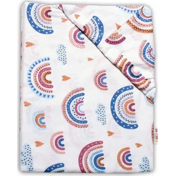 Prostěradlo Bavlněné prostěradlo do postýlky, Duha, pastelová/bílá, Rozměry 120x60