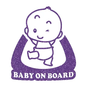 Polep vozidla SAMOLEPKA Baby on board 011 levá s nápisem (87 - Ultra Metalic fialová) NA AUTO, NÁLEPKA, FÓLIE, POLEP, TUNING, VLASTNÍ TEXT, TISK, AUTOSAMOLEPKY.cz, POLEPY, OBRÁZEK, LOGO, SAMOLEPKY