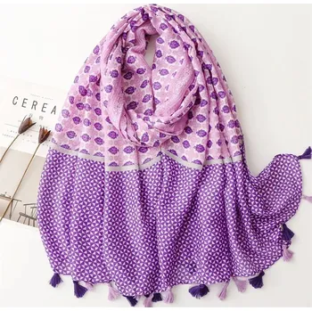 Šála Bavlněný fialový šátek/šála 90x180 cm, WHITE ORCHID