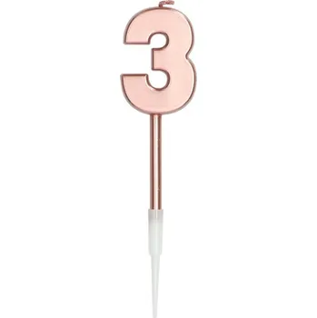 Dortová svíčka Folat SVÍČKA metalická 3 růžové zlato
