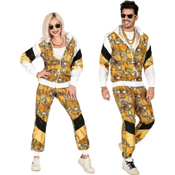 Karnevalový kostým Unisex neónová šusťákovka 80' léta s lebkami - XXL