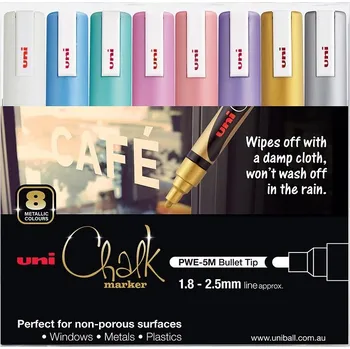 Křídové fixy UNI CHALK 5M, 8ks metalické