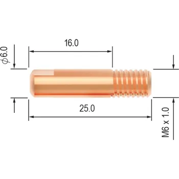 Příslušenství ke svářečce ABICOR BINZEL Průvlak BINZEL M6/6/25, E-Cu - 1,0 mm (dlouhý závit) 140.D012