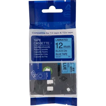 Pásek do tiskárny Kompatibilní páska s Broher TZe-R531 / TZ-R531, 12mm x 4m, černý tisk / modrý podklad, textilní stuha