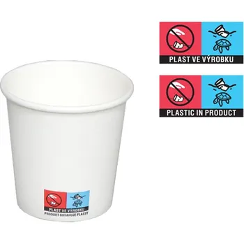Jednorázové nádobí Kelímek papírový 100/120ml 4oz 63mm bílý - EU logo - 1000 ks