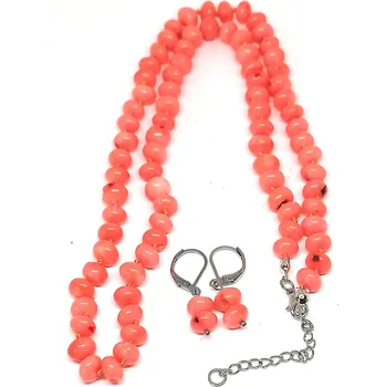 Náhrdelník Korálová sada oranžová, disky s chir.ocelí