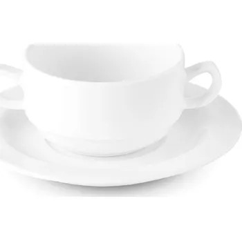 Lilien | Šálek na polévku s podšálkem, bílý, 300 ml, Aqua