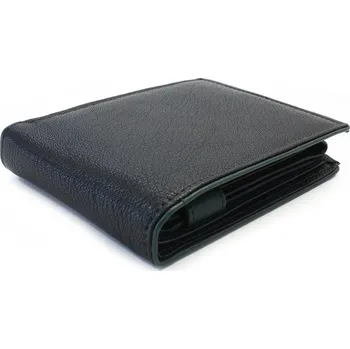 Peněženka Černá pánská kožená peněženka se zelenou zápinkou Marston