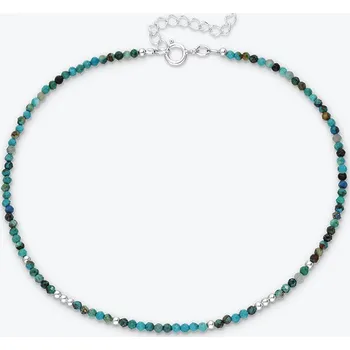 Řetízek Nákotník z chryzokolu se stříbrnými korálky - Ag925