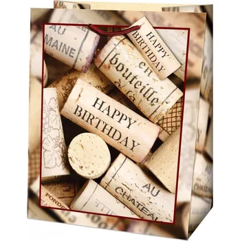 Dárková taška Taška dárková Maxi matt 26,7 x 13,7 x 33cm TL - motiv Korek Happy Birthday
