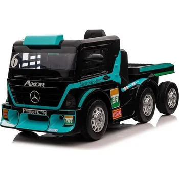 Dětské elektrovozidlo Mamido Dětský elektrický kamion Mercedes Axor LCD MP4 s návěsem tyrkysový