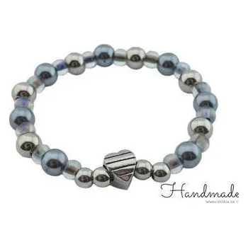 Náramek Doria Náramek SRDCE z korálků stříbrný H011