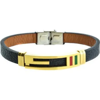 Náramek Doria Náramek "ITALY" černý z kůže a oceli A126