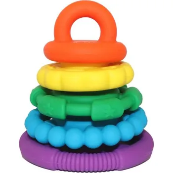 Hračka pro nejmenší Jellystone Designs Skládací pyramida s kousátky Duhová