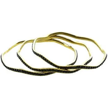 Náramek Doria Náramky z oceli zlaté s krystalky (set 3ks) B219