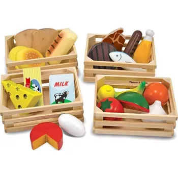 Dřevěná hračka Melissa & Doug 4ks košíky, dřevěné potraviny