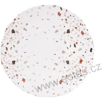 Talíř Easy Life TERRAZZO porcelánový rovný plochý talíř imitace kamínků