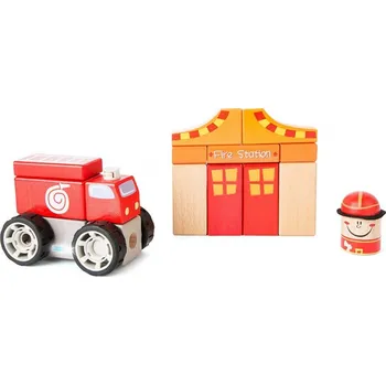 Dřevěná hračka Legler Small Foot 10624 Skládací sada Hasiči světelné a zvukové efekty