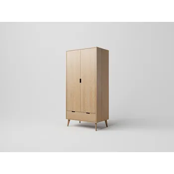 Šatní skříň SCANDIA Dvoudveřová retro skříň se zásuvkou SC-D01D, dub