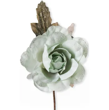 umělá květina Růže zápich textil 17cm mint