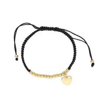 Náramek Doria Náramek z oceli zlatý na šňůrce se srdcem L466