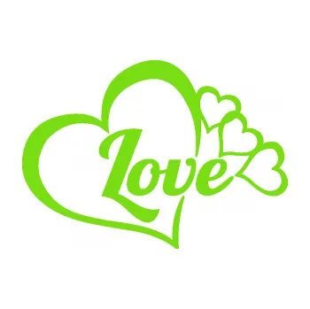 Samolepící dekorace SAMOLEPKA Love nápis se srdíčky (04 - zelená kawasaki) NA AUTO, NÁLEPKA, FÓLIE, POLEP, TUNING, VLASTNÍ TEXT, TISK, AUTOSAMOLEPKY.cz, POLEPY, OBRÁZEK, LOGO, SAMOLEPKY