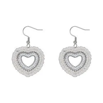 Náušnice Doria Náušnice visací SRDCE bílo - stříbrné z oceli