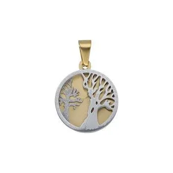 Přívěsek Doria Medailon zlato - stříbrný z oceli STROM ŽIVOTA