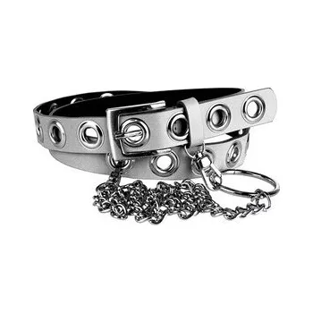 Opasek Doria Dámský pásek kožený stříbrný s řetízkem OD058