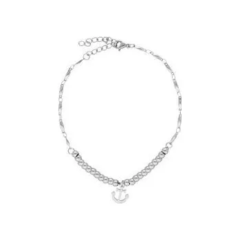 Náramek Doria Náramek na nohu s kotvou stříbrný z oceli