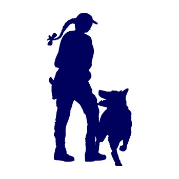 Samolepící dekorace SAMOLEPKA Psovod 002 pravá (23 - tmavě modrá) NA AUTO, NÁLEPKA, FÓLIE, POLEP, TUNING, VLASTNÍ TEXT, TISK, AUTOSAMOLEPKY.cz, POLEPY, OBRÁZEK, LOGO, SAMOLEPKY