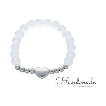 Náramek Doria Náramek z průsvitných korálků se srdíčkem H078