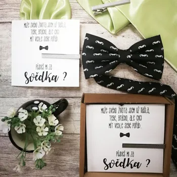 Party dekorace Dárek s kravatovou sponou - otázka pro svědka (bráchu) nevěsty