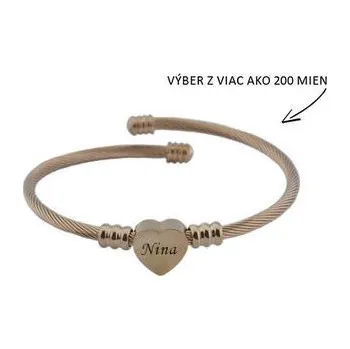 Náhrdelník Doria Náramek s možností gravírování v barvě rose gold z oceli se srdíčkem
