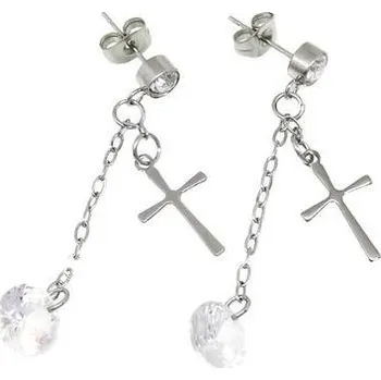 Náušnice Doria Náušnice visací stříbrné s křížky C054