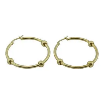 Náušnice Doria Náušnice kruhy zlaté z oceli s kuličkami J313