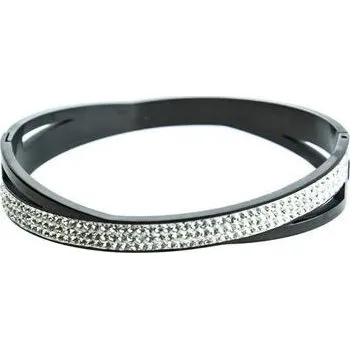 Náramek Doria Náramek černý z oceli BLACK CROSS CRYSTALS