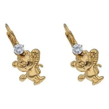 Náušnice Doria Náušnice z oceli zlaté - kočka s kamínky C299