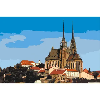 Malování podle čísel - Katedrála Petrov - Brno Velikost: 40x60cm, Rámování: Pouze srolované plátno