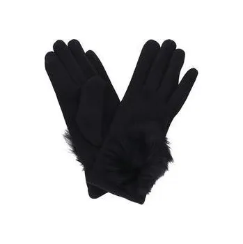 Rukavice PRIUS Dámské rukavice černé s kožešinou PRIUS72BL Velikosť: L