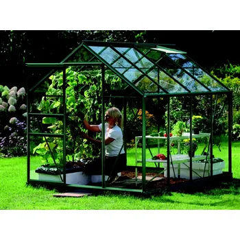 Skleník skleník VITAVIA VENUS 5000 čiré sklo 3 mm zelený (<b>Dárek ZDARMA:</b> základna VITAVIA VENUS 5000 zelená v ceně 2 590 Kč<br>Hliníkový skleník, š 193 x d 257 cm, zelená barva, 1x stř. okno, kalené čiré sklo 3 mm, <b>plocha 4,96 m2.</b>)