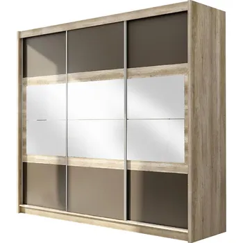 Šatní skříň Skříň Salwador 250cm Dub Canyon/Lava/Zrcadlo