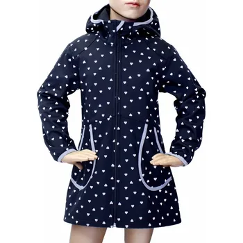 Dívčí kabát Fantom softshellový kabát černý s reflexním potiskem srdíček Velikost: 164