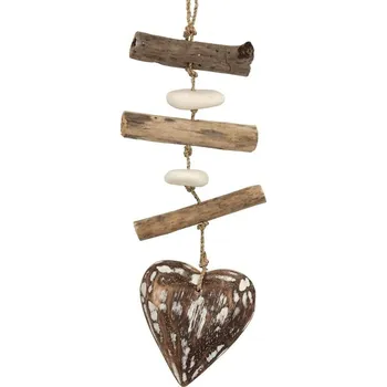 Závěsná dekorace dřevěné Srdce 40 cm natur malé