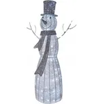 LED vánoční sněhulák ratanový, 124 cm, vnitřní, studená bílá, časovač