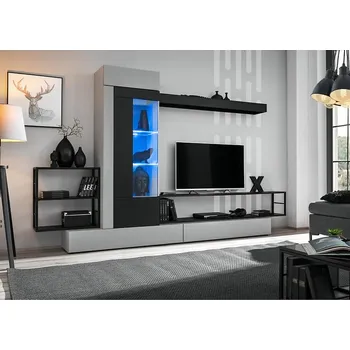 Obývací stěna Obývací Stěna Rebel 300cm černá/šedá